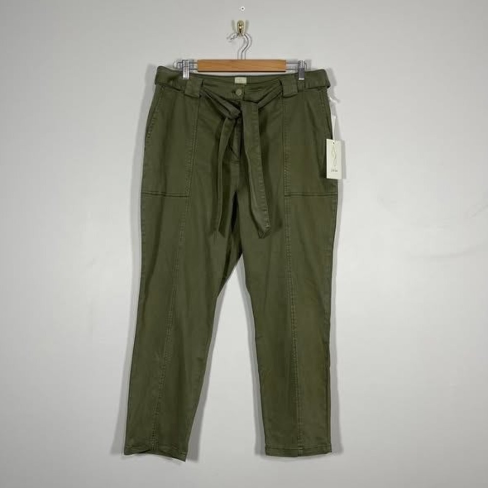 Joie Utility Jogger Pant Womens XL‎ Olive Green High Rise Belted Tapered Ankle